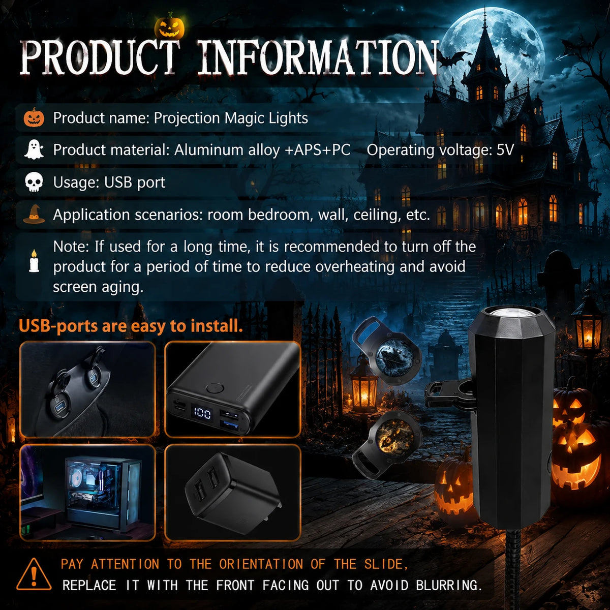 10 Halloween Pattern Projector Lights, Spooky Ceiling Decoration Ambient Lights