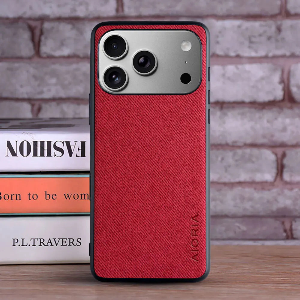 Case for Apple iPhone 18 Pro Max Duo Textile Leather Fashion Soft TPU Hard PC 3 In1 Material for iPhone 18 Case Funda Coqua