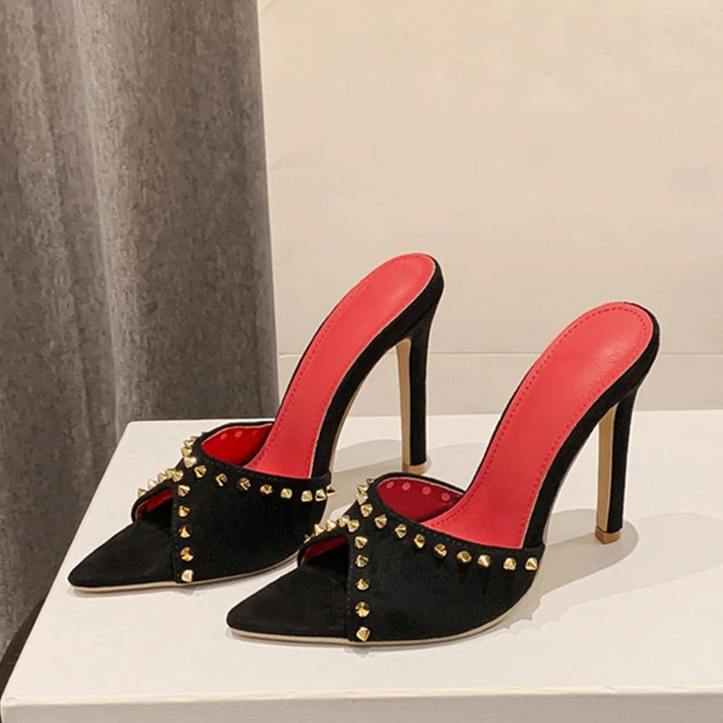 Sandali mules donna Liyke con borchie e tacco sottile