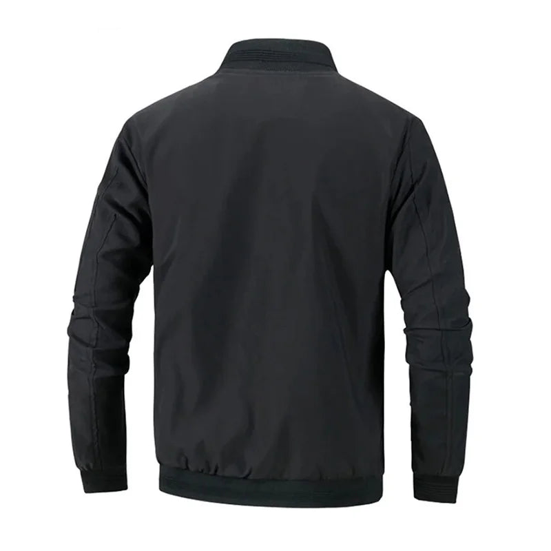 Spring Men's Jacket Stand Collar Solid Color Casula Slim Fit Classic Baseball Coat Zipper Windproof Fashion Versatile Outwear