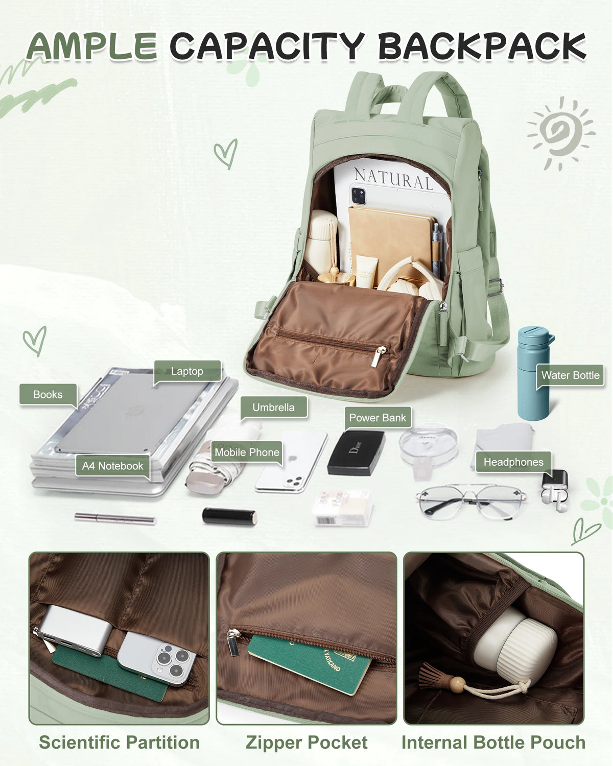Backpack For Women, Simple Modern Backpack, Lightweight Work Backpack Women, Sac à Dos Femme, Anti Theft Travel Backpack
