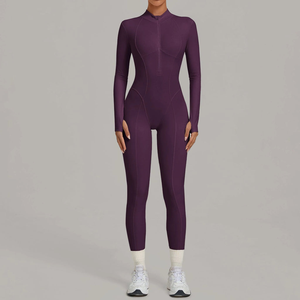 Combinaison de sport femme, manches longues, zippé