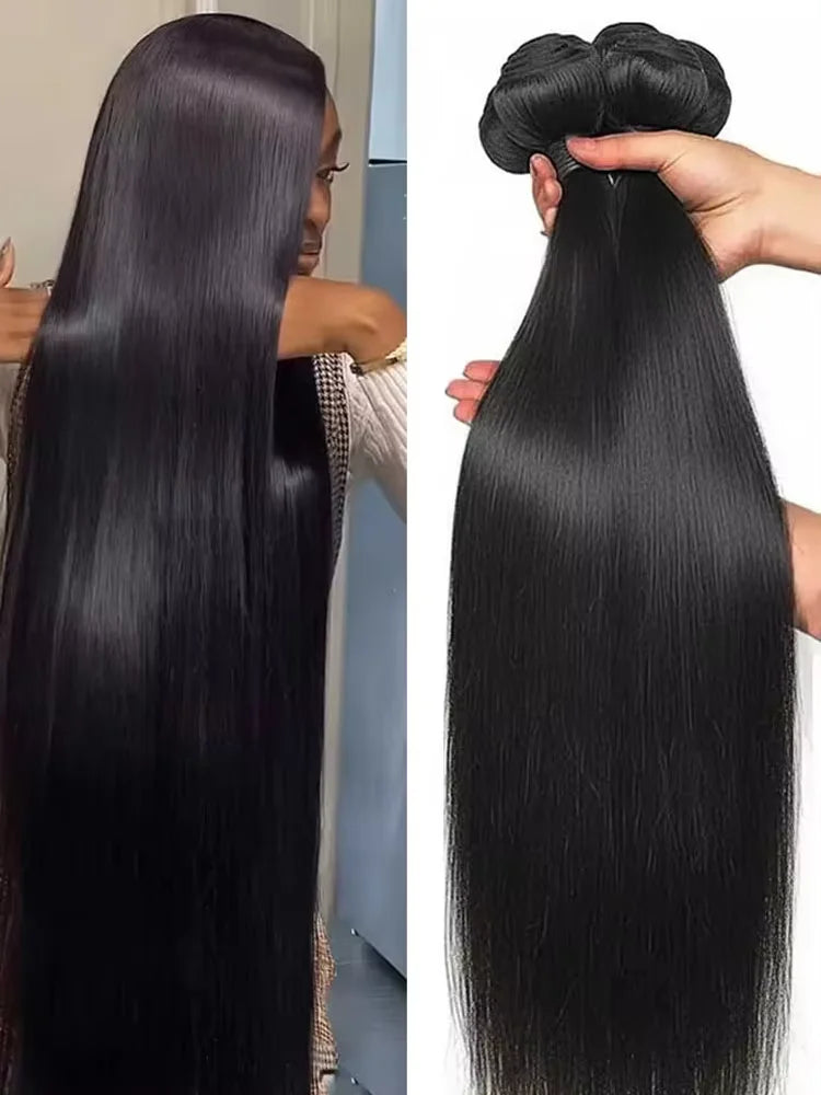 30 40 Inch Bone Straight Human Hair Bundles 1/3/4 Bundles Raw Hair Bundles Human Hair Brazilian Virgin Hair Natural Color