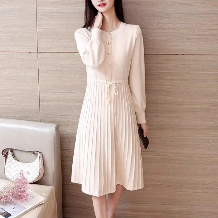 Abito midi donna a linea A con scollo rotondo — immagine 4
