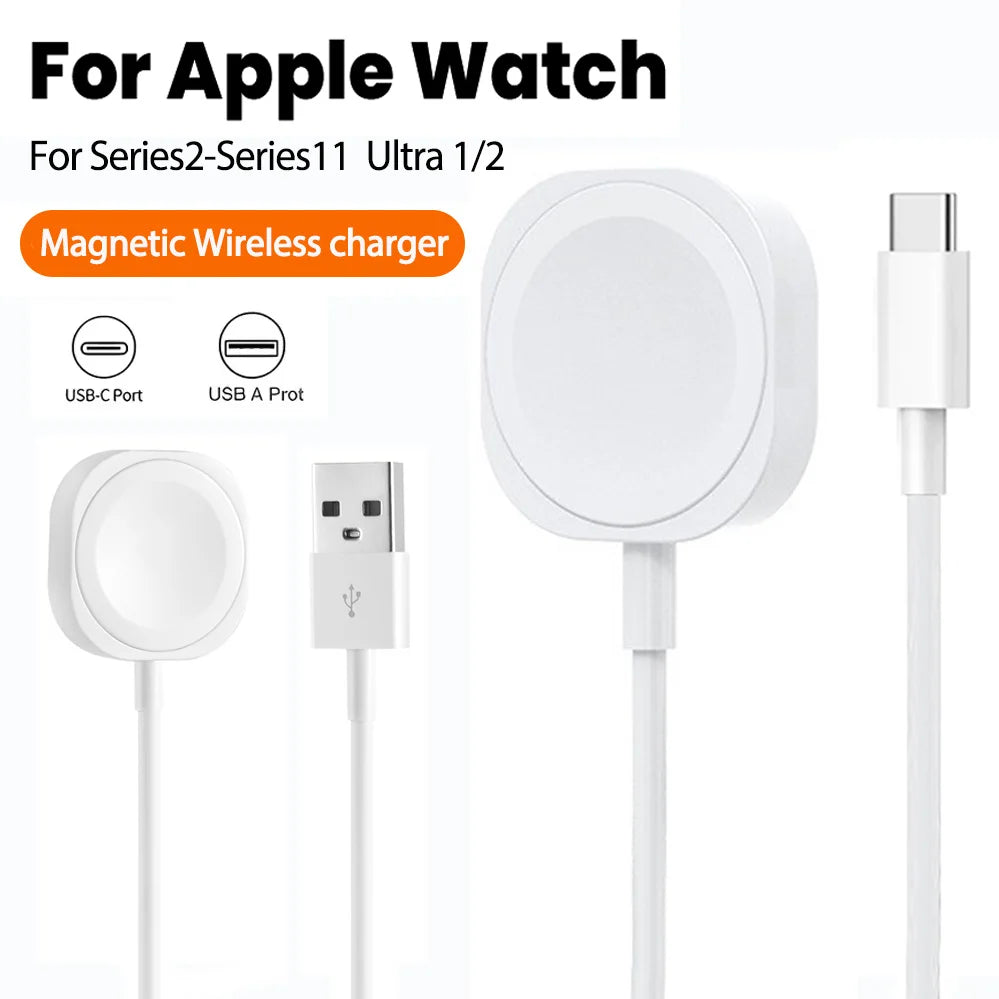 1M Watch Charger Cable For Apple Watch 11 10 9 8 7 6 5 4 3 2 Series SE Ultra Edition USB/Type-C iWatch Magnetic Wireless Charger