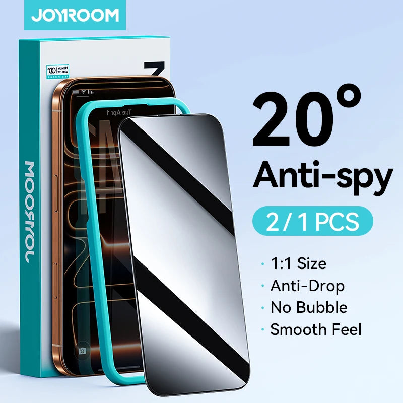 Joyroom 1/2Pcs Anti-spy Glass For iPhone 18 17 16 15 Pro Max Glass For iPhone 18 17 16 15 14 13 Pro Max Privacy Screen Protector