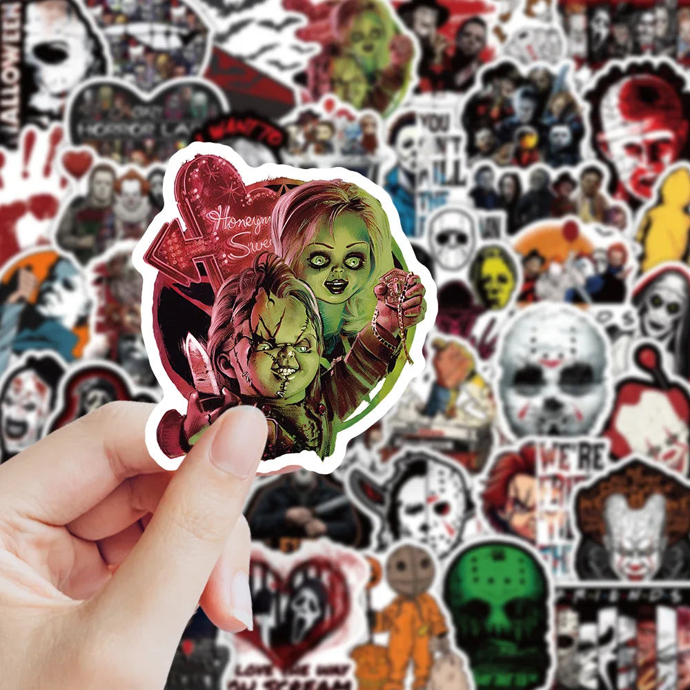 50PCS Halloween Horror Character Stickers Horror Atmosphere Decoration Graffiti Water Cup Waterproof Stickers