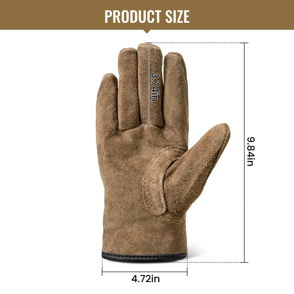 OneTigris Welding Gloves Fireproof Leather Work Gloves for Men/Women Forge BBQ Camping Wood Stove Heat-Insulating Cowhide