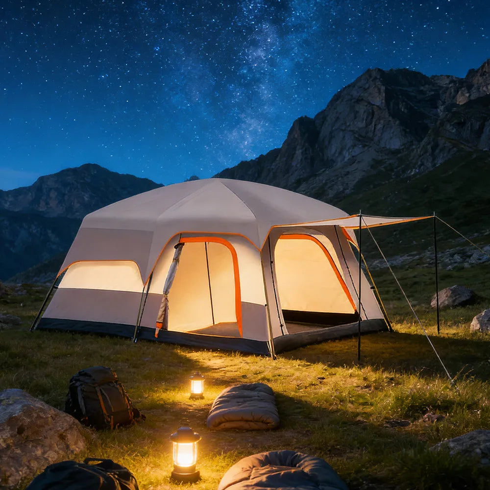 Double-Layer Family Camping Tent for 3–4 People