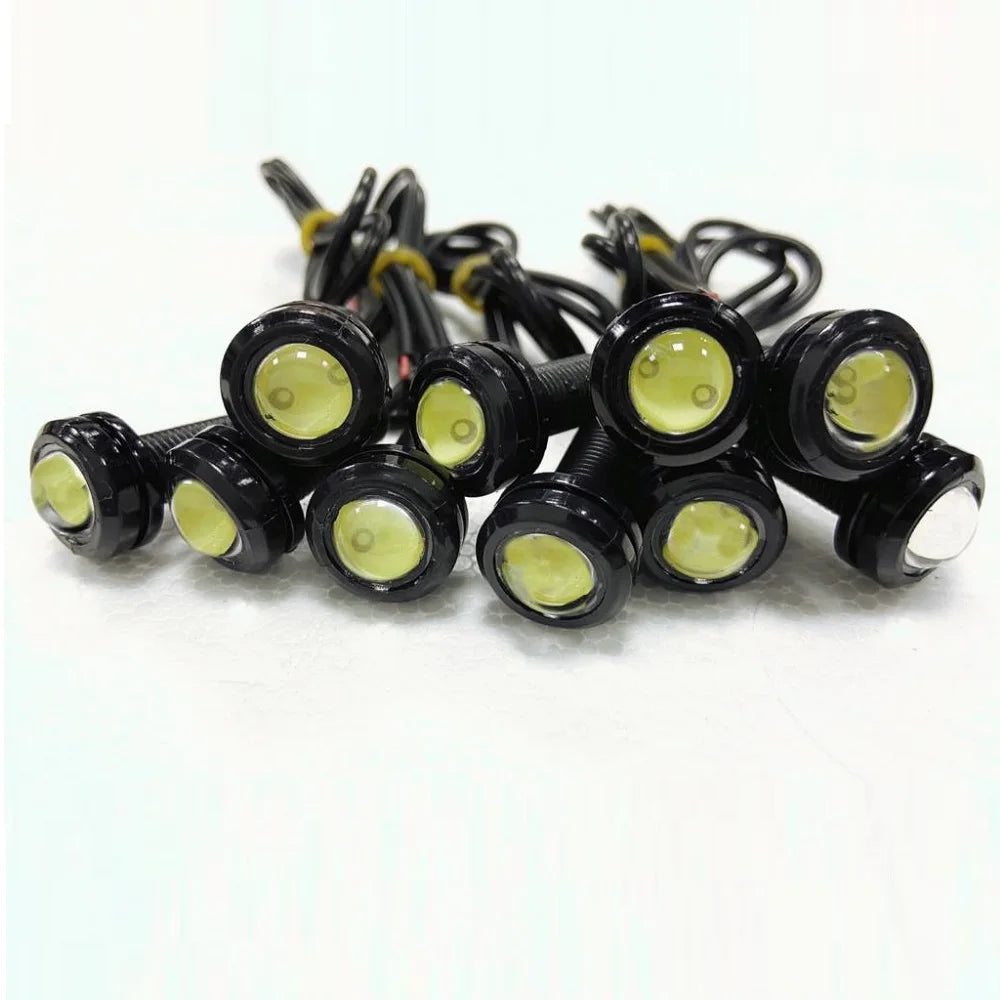 10 pièces/paquet 18 MM voiture œil d'aigle DRL LED feux de jour LED 12V recul marche arrière stationnement clignotant lampes automobiles
