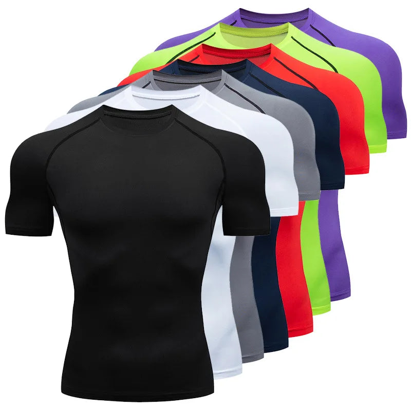 T-shirt uomo aderente a maniche corte per lo sport