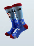 New Arrival Christmas Socks Design Funny Men Mid Long Socks Happy Santa Claus Elk Christmas Creative Hip Hop Skateboard Socks