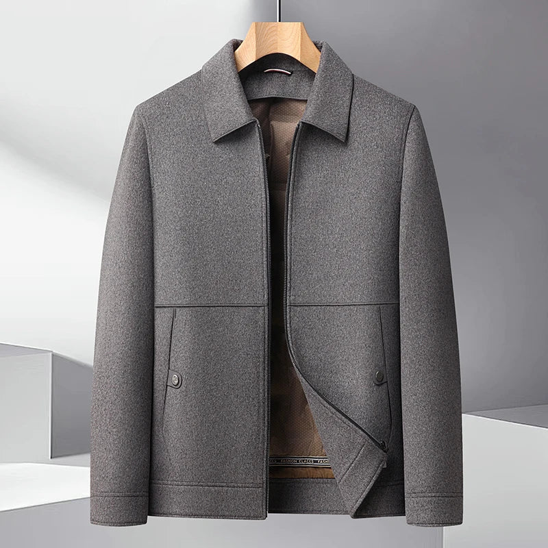 2025 Autumn/Winter New Men's Woolen Coat with Double Sided Intimate Down Inner Tank Thickened and Warm 70% Wool Fabric