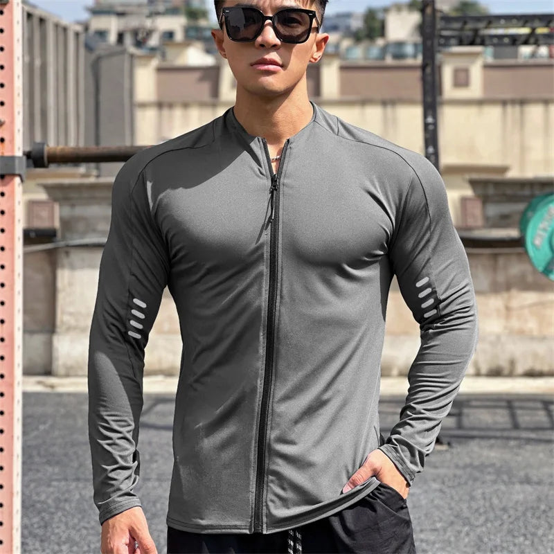 Sports hoodie men's, long sleeve, zip