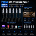 Vyvylabs 6Pack 240W Braided USB C to USB C Cable Fast Charging for iPhone 17 16 15 Pro Plus Max for Galaxy S25 S24 for iPad MacBook