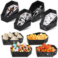 12/24 piezas Bandejas de papel con forma de ataúd para servir comida, cajas de regalo para caramelos, aperitivos y galletas, decoración y artículos para fiestas de Halloween de «truco o trato»