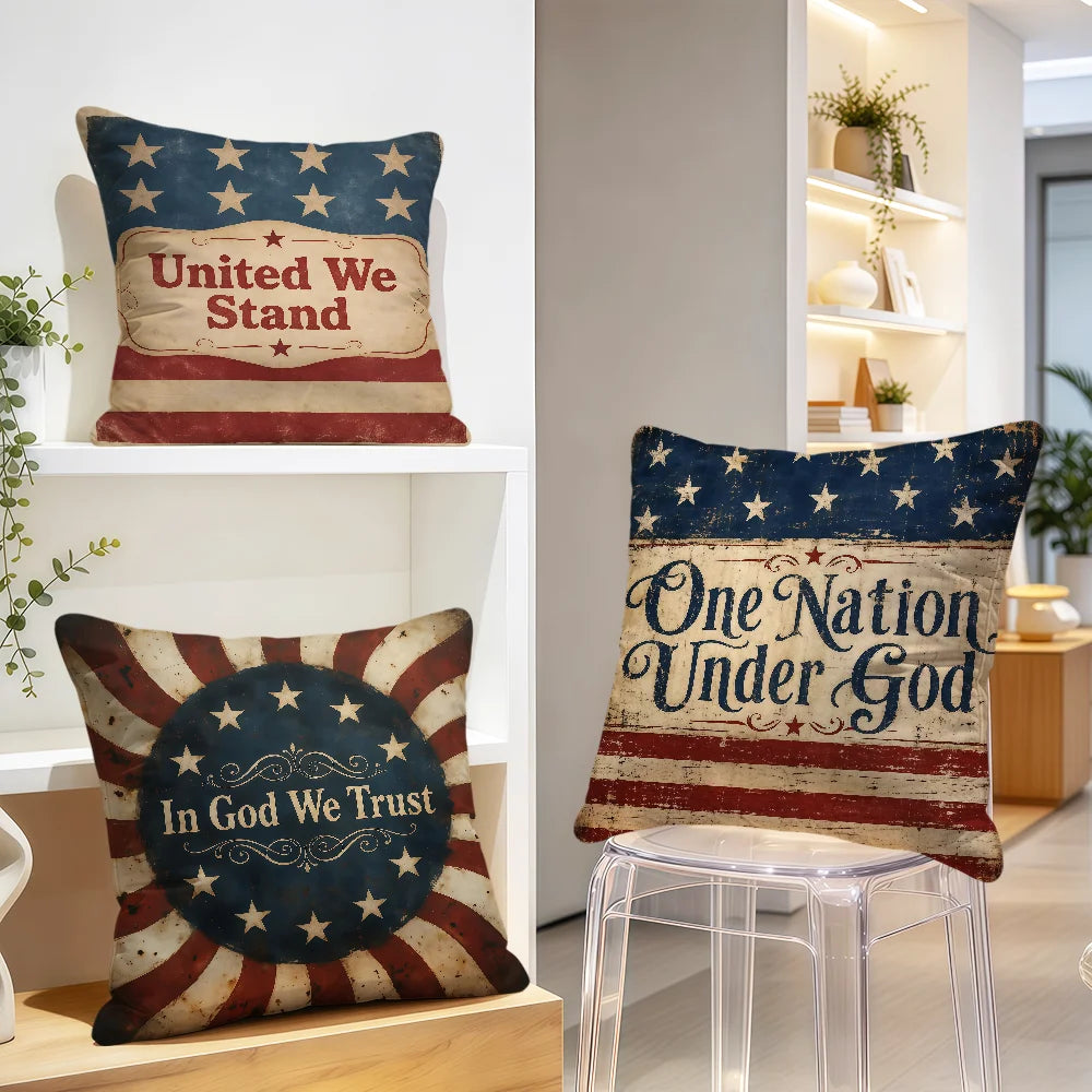 One Nation Under God American Flag Cushion Cover Soft Pillowcase Double Sided Sofa Home Living Room Decor Bed Club Hogar Gift