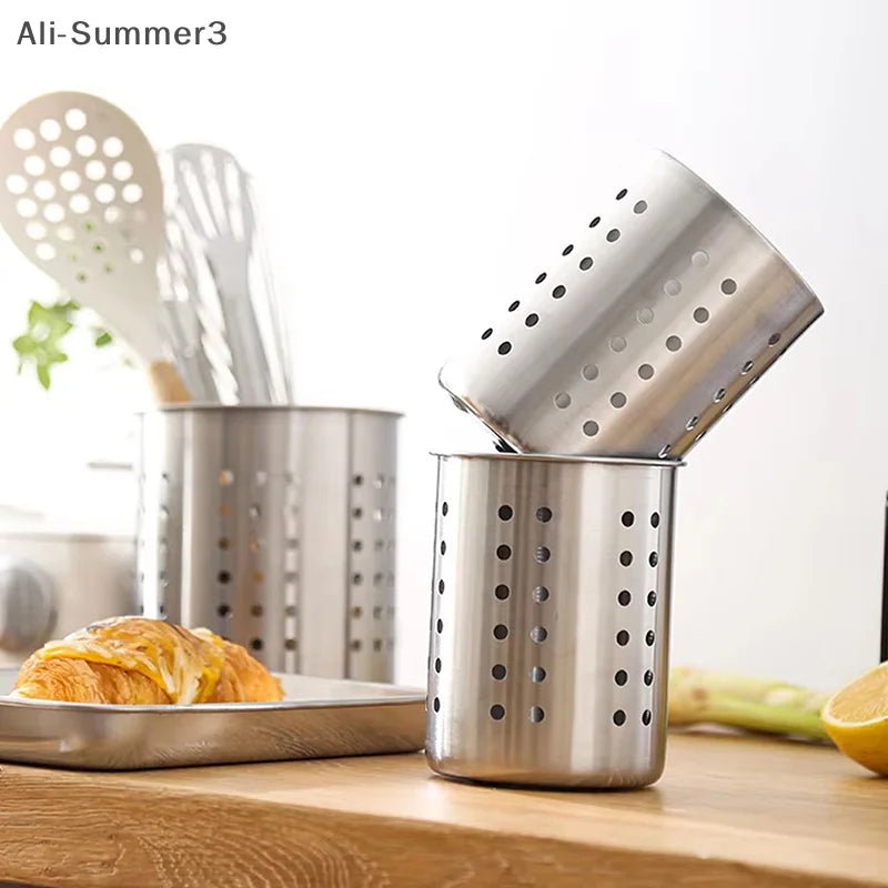 Stainless Steel Cutlery Holder Chopstick Storage Organizer Container Drainer Spoon Fork Kitchen Storage Basket