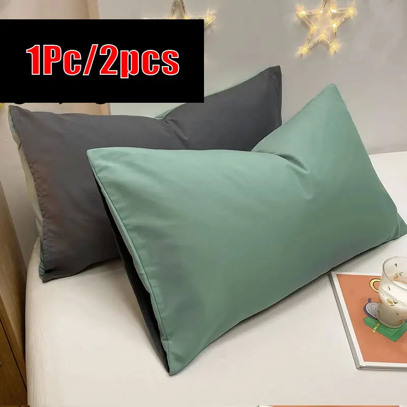 1pz/2pz Federe in 100% cotone felpato color block, super morbide e confortevoli, resistenti alle pieghe e allo scolorimento, con chiusura a busta