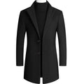 New Men's Mid Length Woolen Trench Coats Thicken Warm Business Casual Wool Blend Coats Stand Collar Slim Winter Jacket Gentleman
