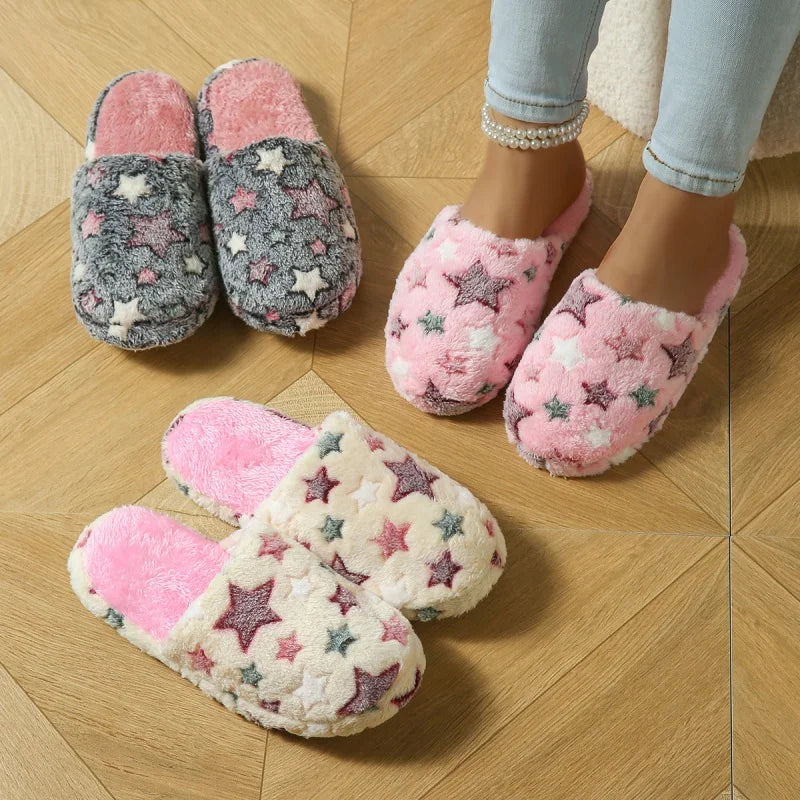 Ciabatte invernali da casa con fantasia a stelle