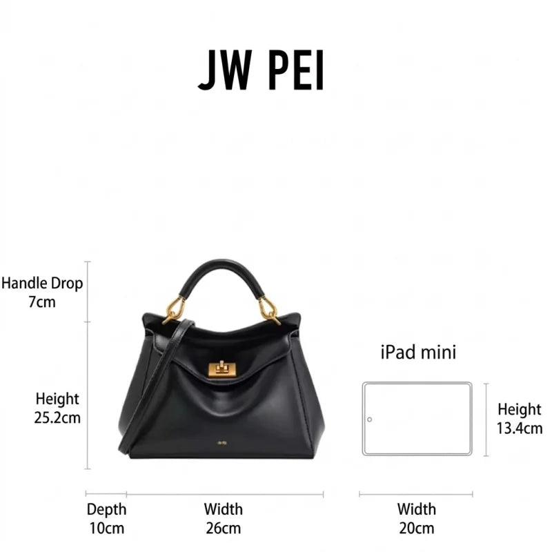 JW PEI Lucia Top-Handle Bag Luxury Designer Crossbody Shoulder Bag for Women Elegant Turn Lock Vegan Leather Messenger Purse 03