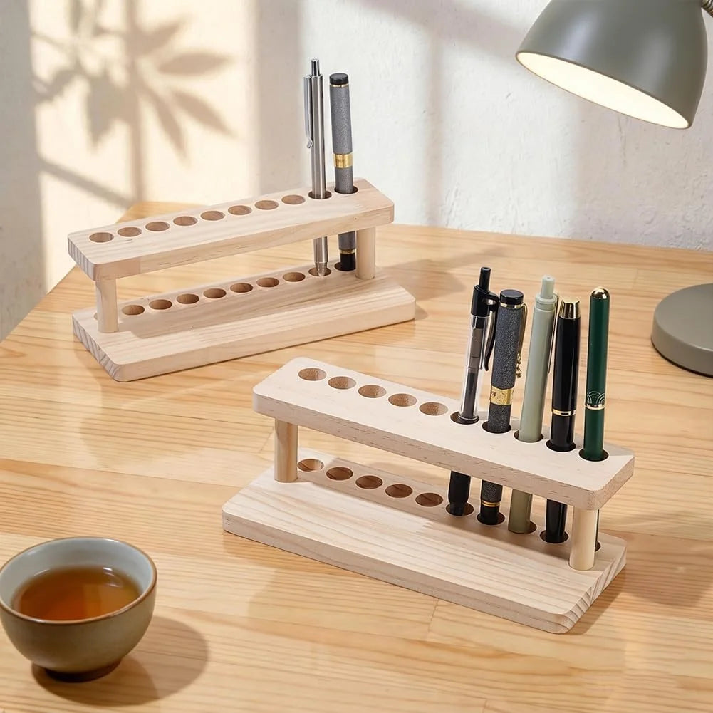 Wooden Pen Display Stand, 10 Slots