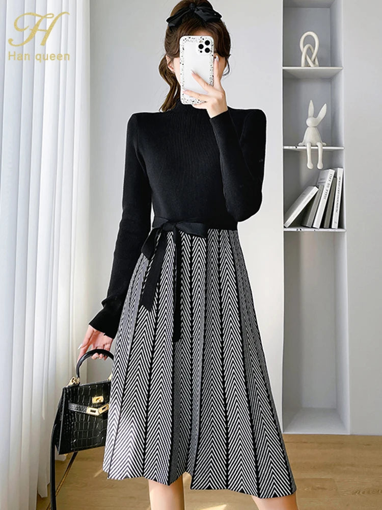 Abito in maglia donna a collo alto e maniche lunghe — immagine 4