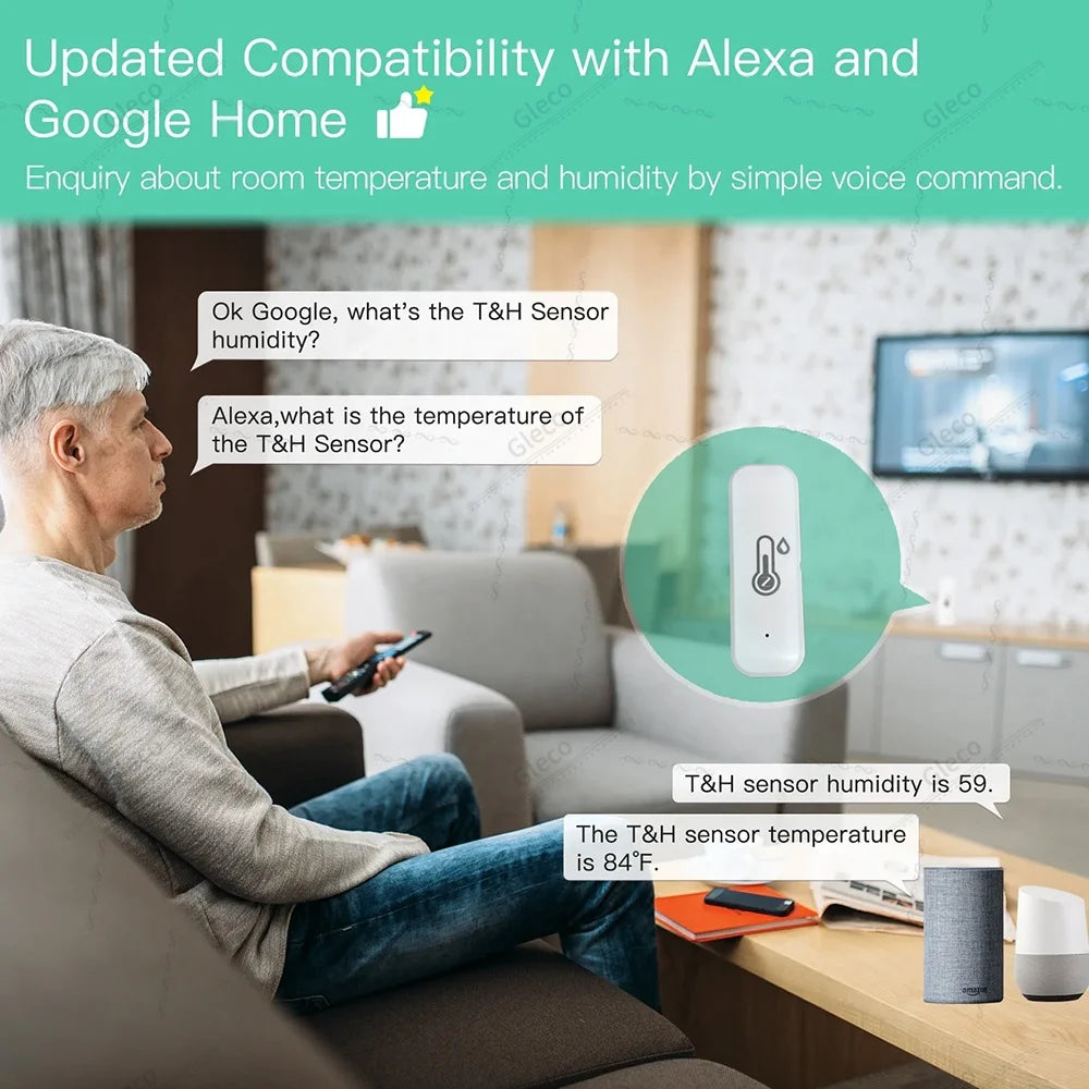 Zigbee Temperatur- und Feuchtigkeitssensor Smart Home Hygrometer Thermometer kompatibel mit Tuya Smart Life Alexa Google Assistant Z2M