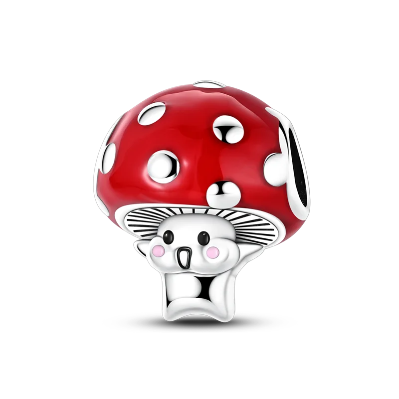 925 Sterling Silver Bright Red Charms Bead CZ Zircon Cute Doll Pendants Fit Original Bracelet DIY Jewelry Women Gift