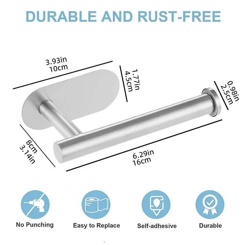 Portarrollos de papel higiénico adhesivo de acero inoxidable, soporte para papel higiénico, dispensador impermeable, accesorios de baño para toallas de papel
