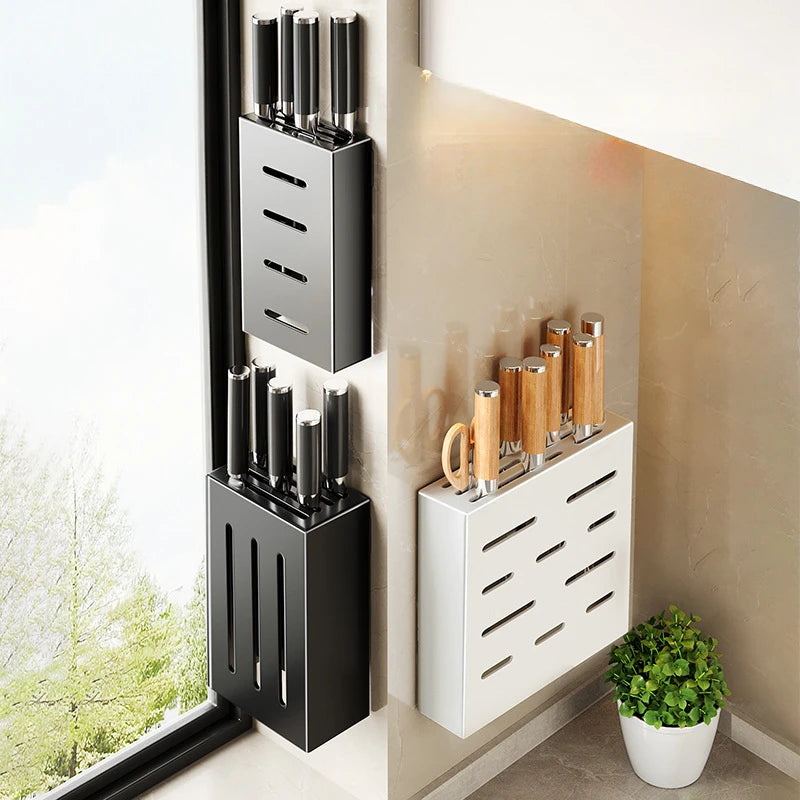 Scatola per riporre coltelli da cucina, portacoltelli, senza fori, scaffale a parete, articoli da cucina, organizer per accessori da cucina