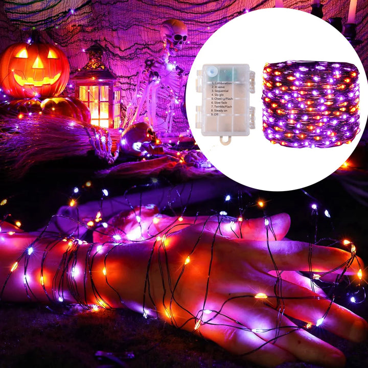 Luci decorative viola e arancioni per Halloween e Natale