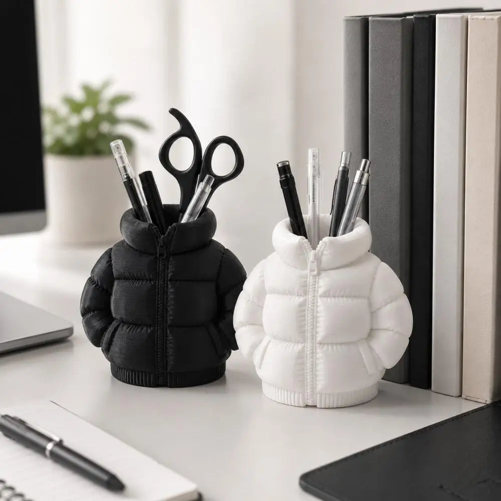 Puffer-Jacket-Shaped 3D Desk Pen Holder