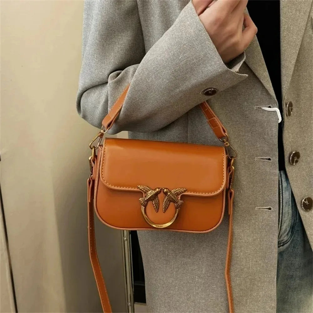 High-end Crossbody Handbag Leather Tote Bags Trendy Design Commuter Popular Classic Elegant Fashionable Bag with Avian Button