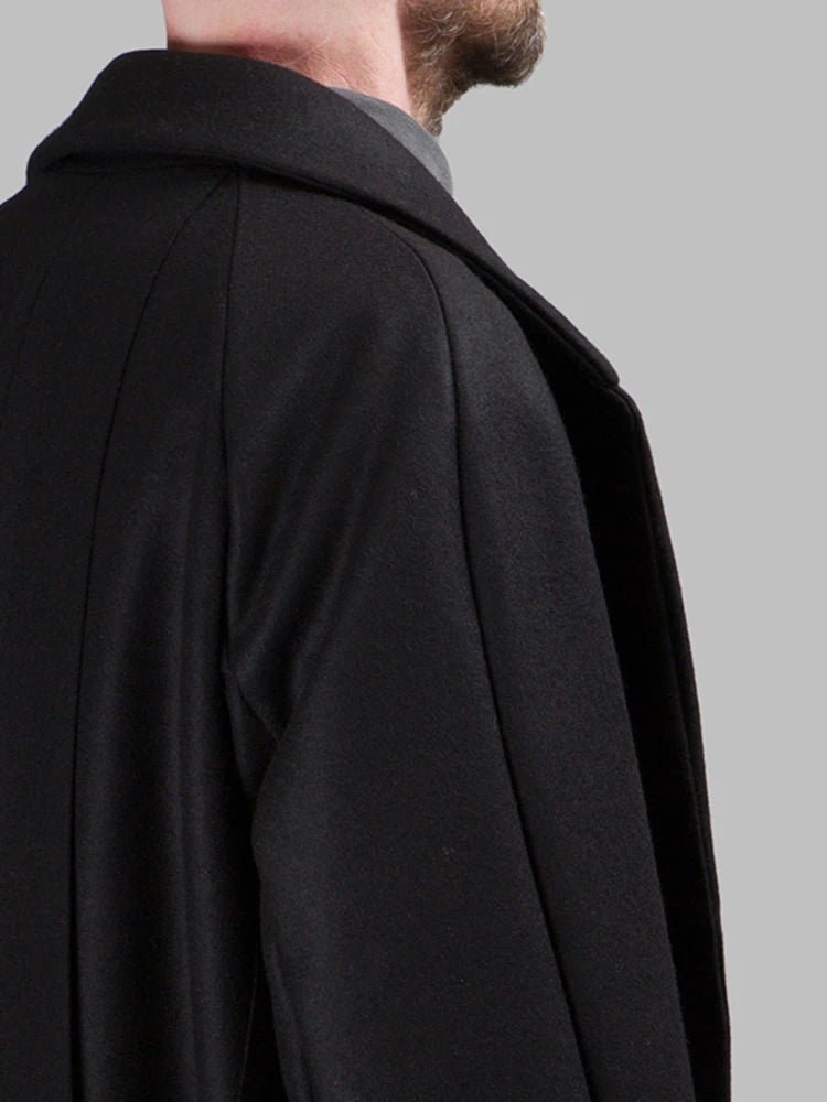 Mauroicardi Autumn Winter Extra Long Black Oversized Soft Wool & Blends Coat Men Single Breasted Luxury Designer Fashion 2023