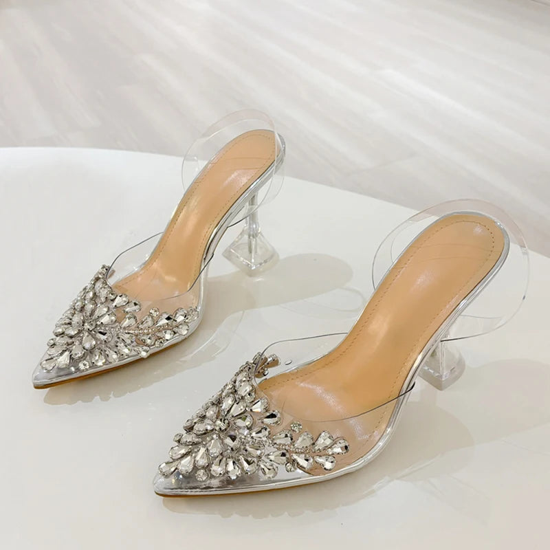 Scarpe slingback donna Liyke trasparenti a punta con decori
