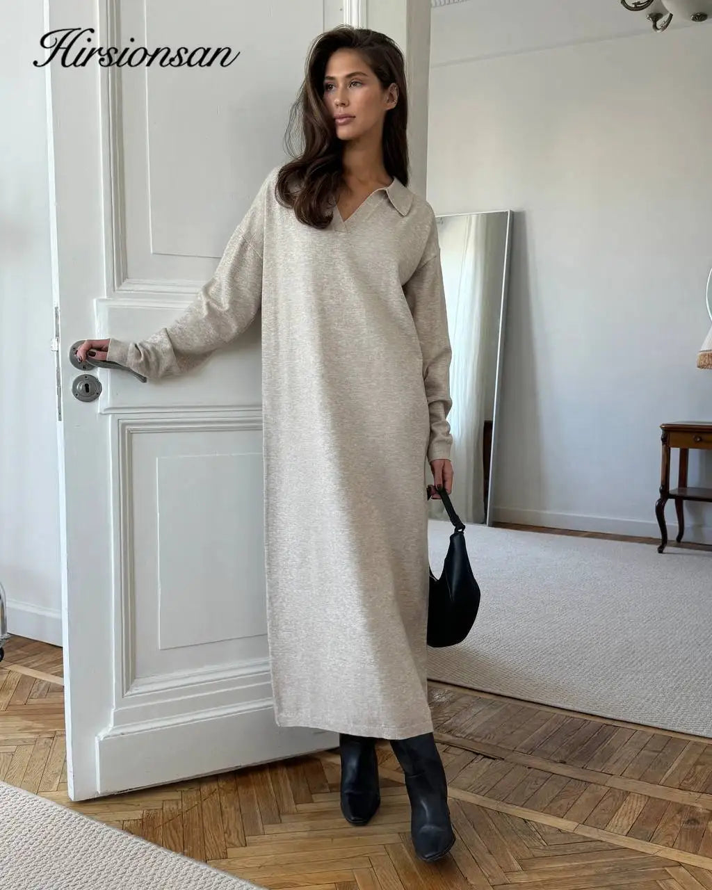 Abito midi donna in maglia con maniche lunghe — immagine 6