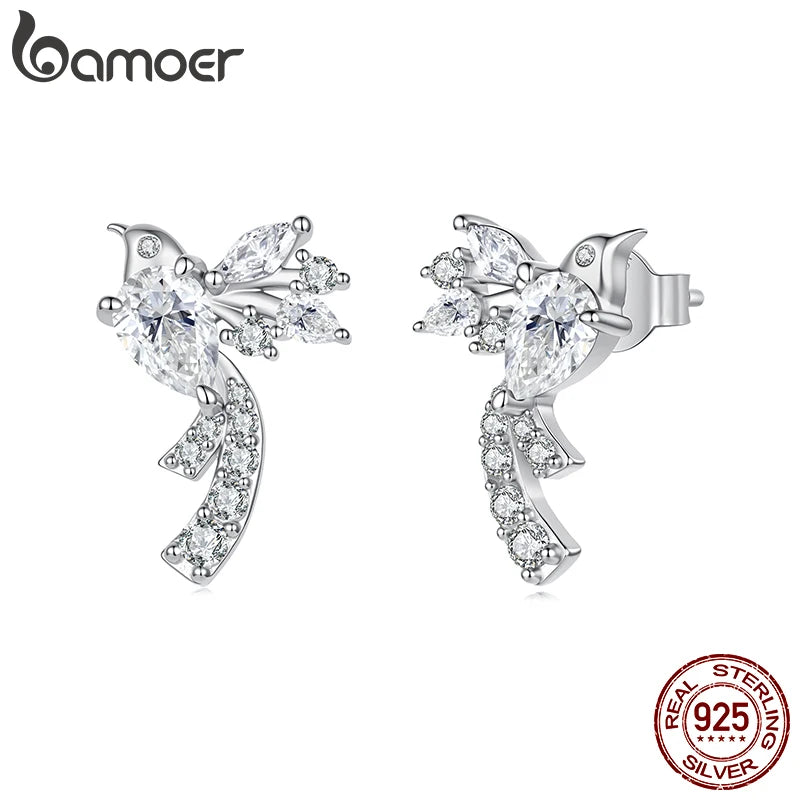 Bird motif stud earrings