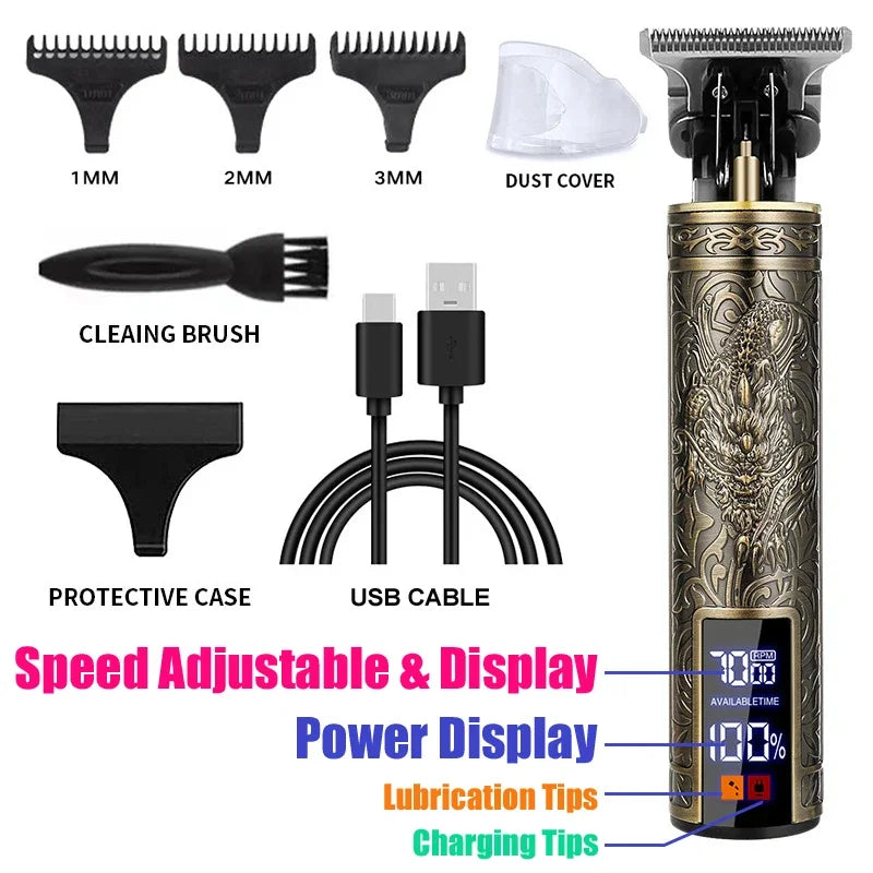 Rechargeable USB Hair Clipper with Stainless-Steel Blades