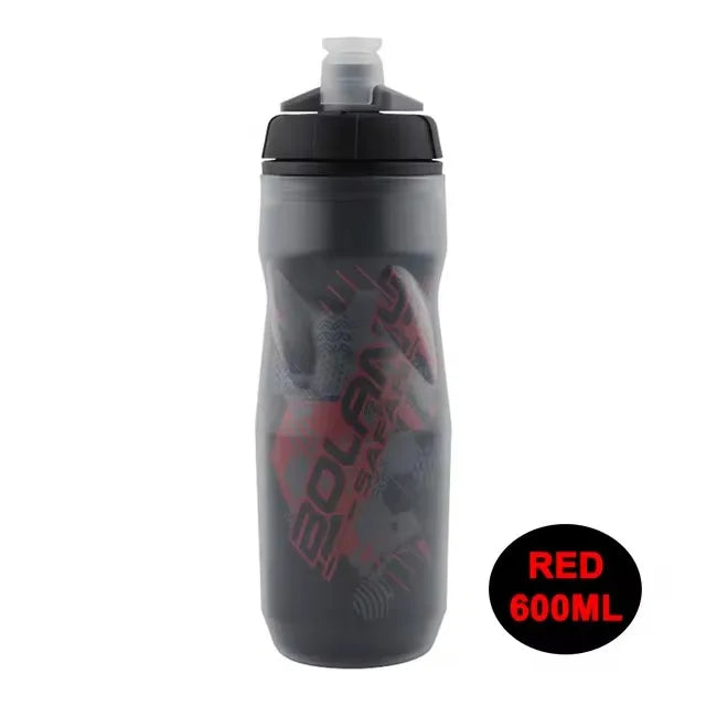 Botella de agua para bicicleta Bolany 600ml ligera para montaña de PP5 de doble capa con protección térmica y para hielo, equipo de copa para deportes al aire libre