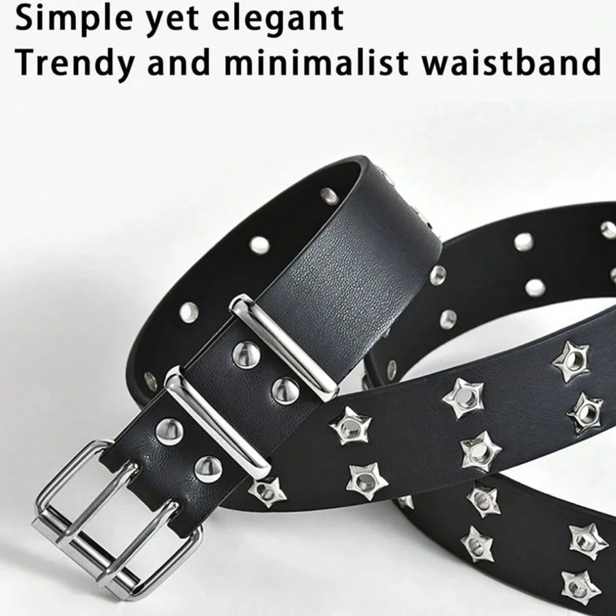 Ceinture de mode pour femme au style punk, ajourée et ornée d’étoiles, décontractée pour l’automne, Halloween