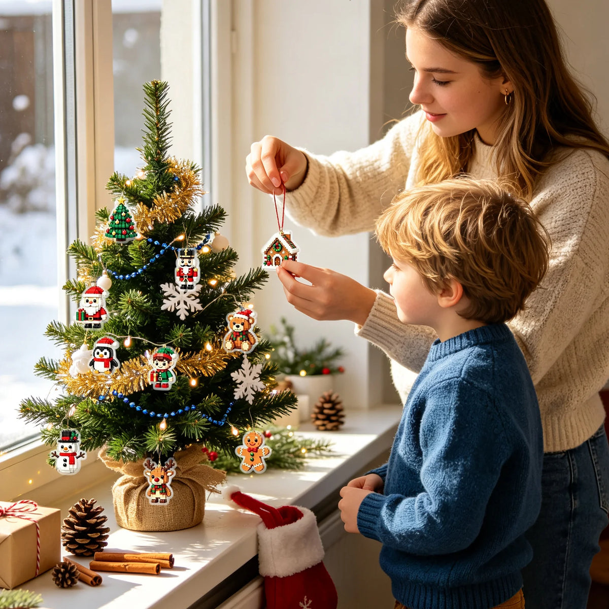 Calendario dell'Avvento di Natale 24 giorni Mini ornamenti in mattoncini Regalo unico per il conto alla rovescia con blocchi da costruzione fai-da-te Decorazione natalizia per la casa