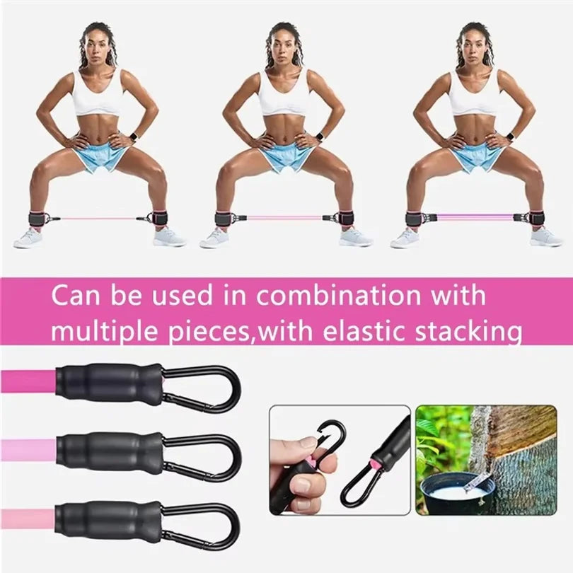 Resistance Band Set with Ankle Straps for Home Workouts