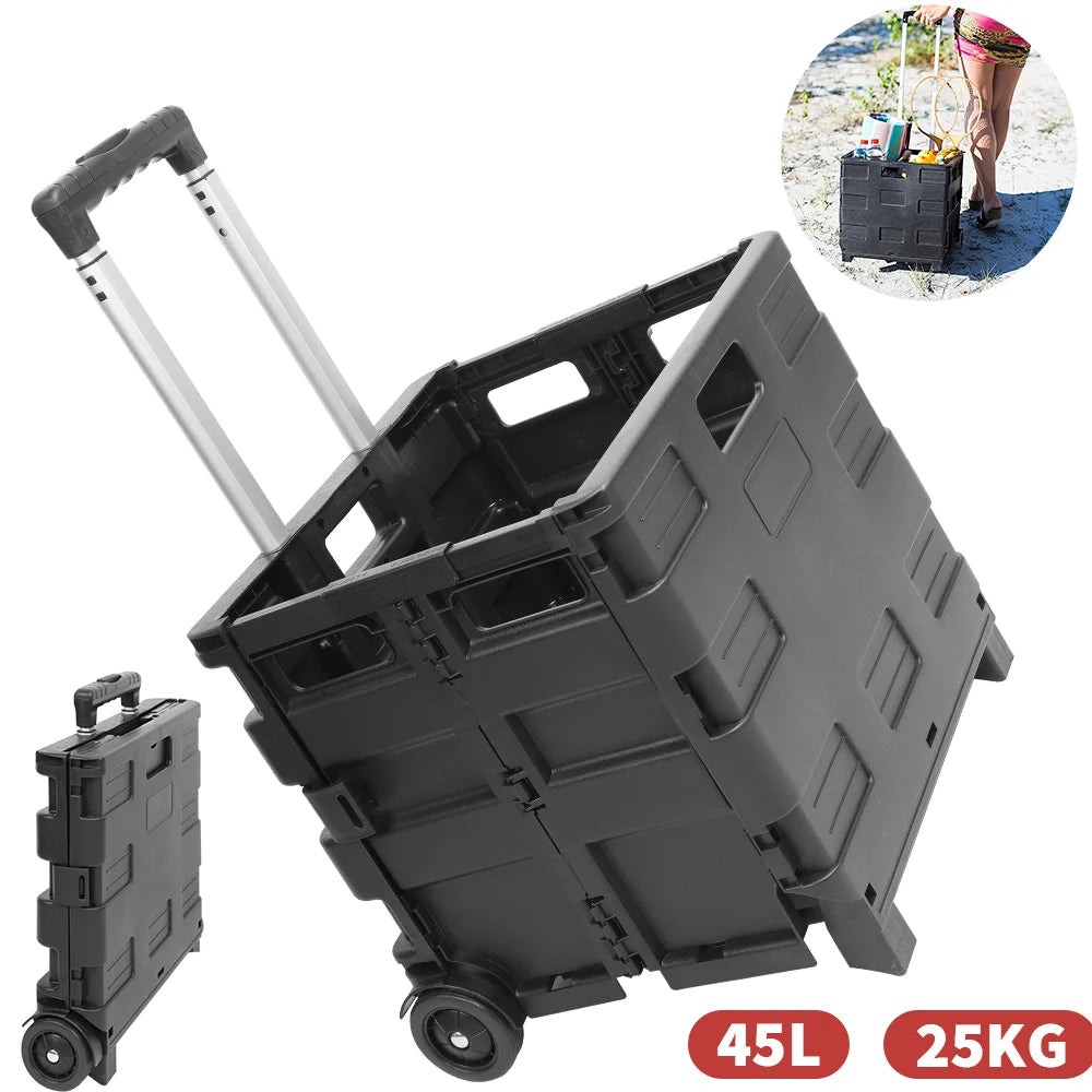 Tragbarer Einkaufsbuggy, faltbarer Outdoor-Campingwagen, Gepäckkarre, Einkaufswagen mit Teleskopgriff und Handwagen