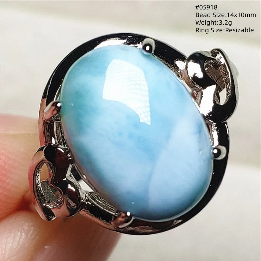 Anello regolabile in argento 925 con larimar