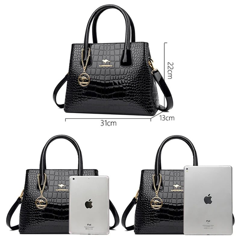 2026 Luxury Designer Handbag Brand Ladies Crocodile Patterned Patent Leather Tote Bag Crossbody Shoulder Bags For Women Bolsos