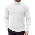 Men's Turtleneck Jacquard Sweater Warm Soft Fabric Slim Fit  Autumn Winter Male Knitted Pullover Classic Simple Style Knitwear