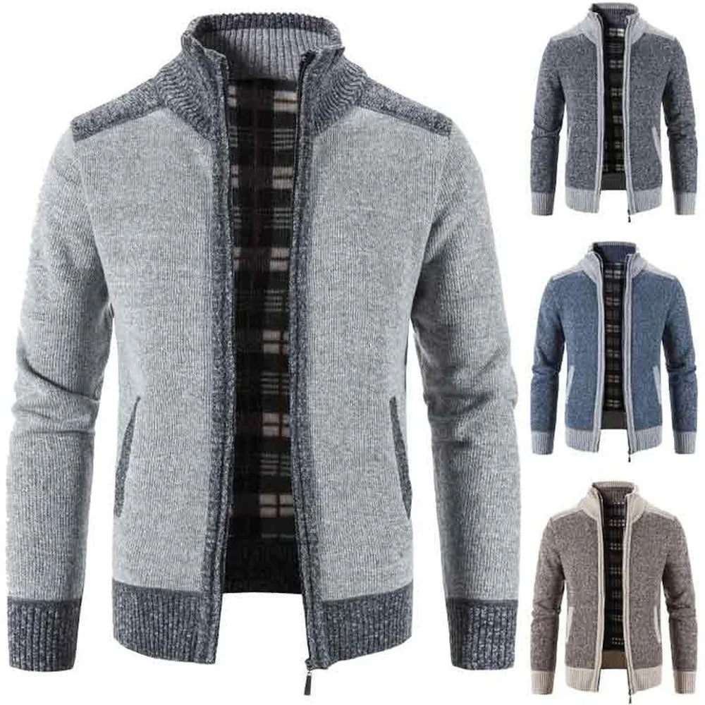 Autumn Winter Men's Thick Sweater Loose Casual Cardigan Sweater Jacket Zip Knitted Sweater Men Streetwear