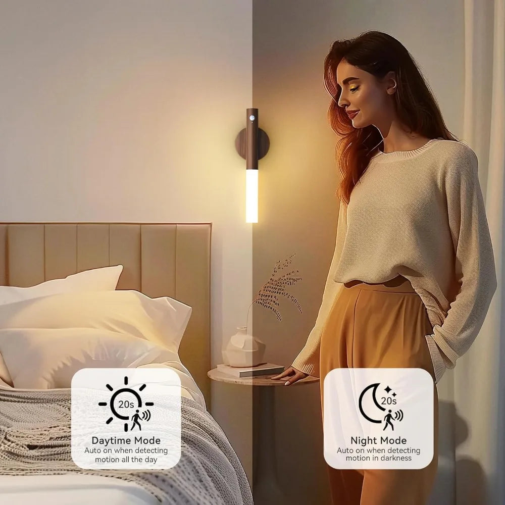 Veilleuse LED à détection intelligente, rechargeable par USB, pour table de chevet, maison et armoire, avec capteur de mouvement
